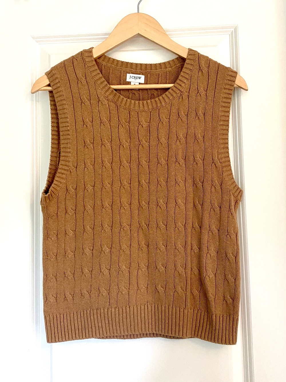 J. Crew Factory Camel Cable Cotton Sweater Vest - Picture 1 of 6